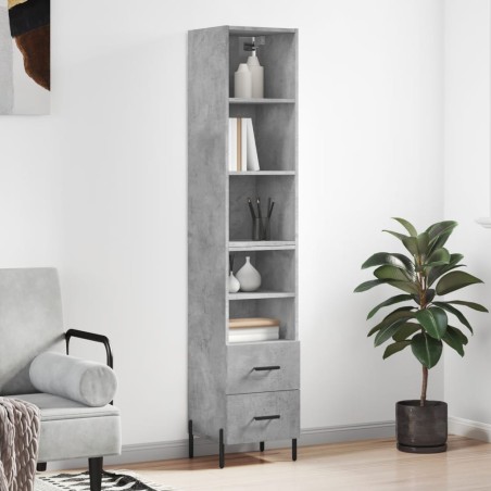 vidaXL Aparador de madera contrachapada gris hormigón 34,5x34x180 cm