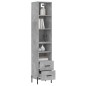 vidaXL Aparador de madera contrachapada gris hormigón 34,5x34x180 cm vidaXL Aparador de madera contrachapada gris hormigón 34,5x34x180 cm
