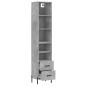vidaXL Aparador de madera contrachapada gris hormigón 34,5x34x180 cm vidaXL Aparador de madera contrachapada gris hormigón 34,5x34x180 cm