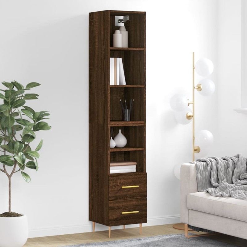 vidaXL Aparador alto madera contrachapada roble marrón 34,5x34x180 cm vidaXL Aparador alto madera contrachapada roble marrón 34,5x34x180 cm