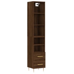 vidaXL Aparador alto madera contrachapada roble marrón 34,5x34x180 cm
