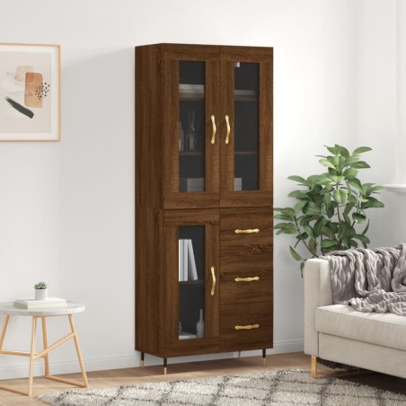 vidaXL Aparador alto madera contrachapada marrón roble 69,5x34x180 cm