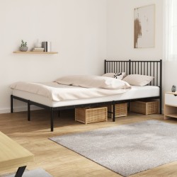 vidaXL Estructura de cama con cabecero metal negro 150x200 cm