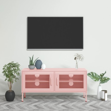 vidaXL Mueble para TV de acero rosa 105x35x50 cm