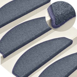 vidaXL Alfombras de peldaños de escalera 15 uds gris y azul 65x24x4 cm