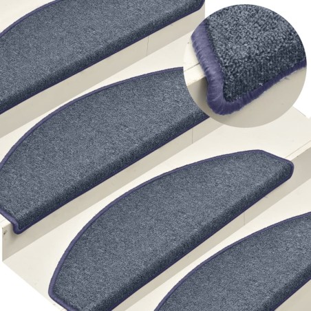 vidaXL Alfombras de peldaños de escalera 15 uds gris y azul 65x24x4 cm