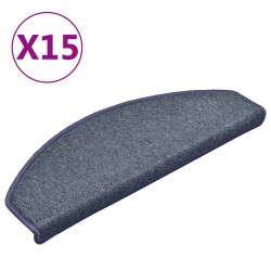 vidaXL Alfombras de peldaños de escalera 15 uds gris y azul 65x24x4 cm