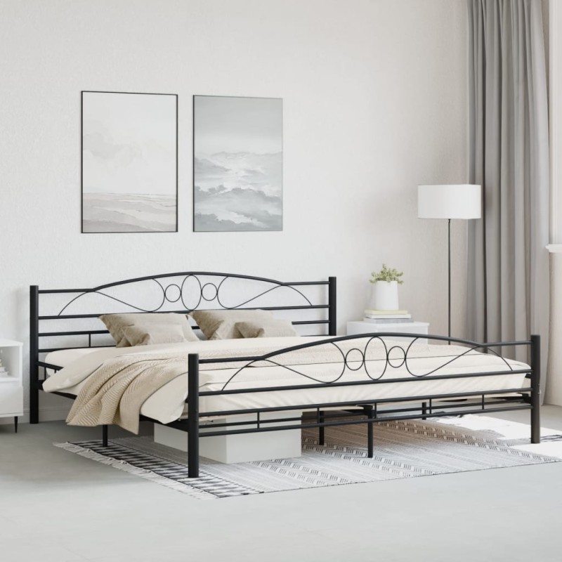 vidaXL Estructura de cama de acero negro 200x200 cm vidaXL Estructura de cama de acero negro 200x200 cm