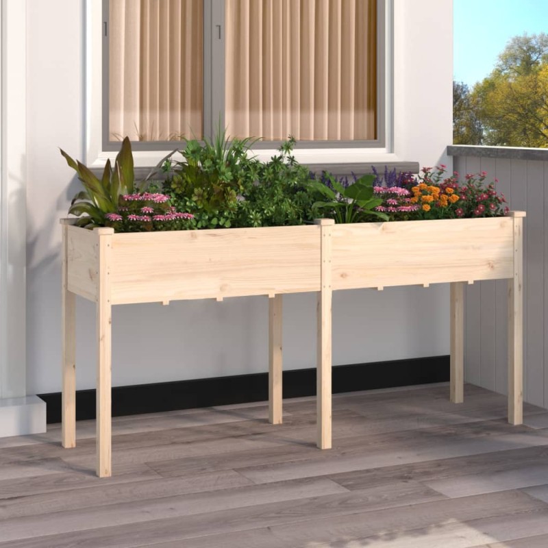 vidaXL Jardinera con forro madera maciza de abeto 161x45x76 cm vidaXL Jardinera con forro madera maciza de abeto 161x45x76 cm