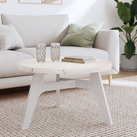 vidaXL Tablero de mesa redondo madera maciza de pino blanco Ø70x3 cm