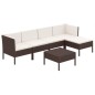 vidaXL Set muebles de jardín 6 pzas y cojines ratán sintético marrón vidaXL Set muebles de jardín 6 pzas y cojines ratán sintético marrón