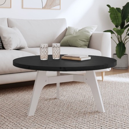 vidaXL Tablero de mesa redondo madera maciza de pino negro Ø90x3 cm
