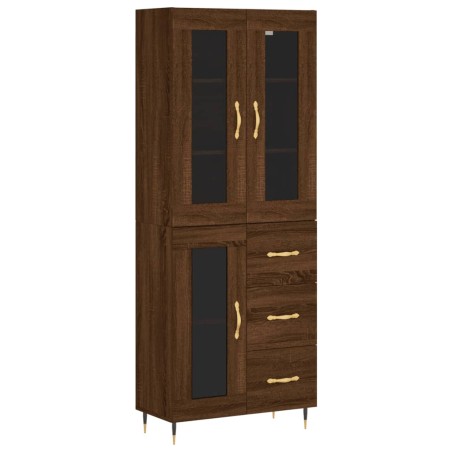 vidaXL Aparador alto madera contrachapada marrón roble 69,5x34x180 cm