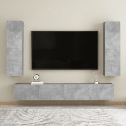 vidaXL Set de muebles de salón 4 pzas madera ingeniería gris hormigón