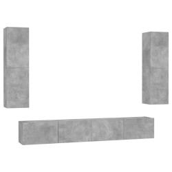 vidaXL Set de muebles de salón 4 pzas madera ingeniería gris hormigón