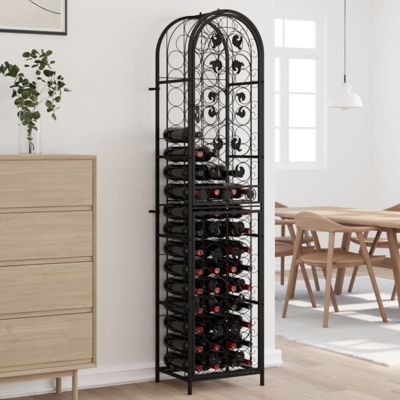 vidaXL Botellero para 73 botellas hierro forjado negro 45x36x200 cm vidaXL Botellero para 73 botellas hierro forjado negro 45x36x200 cm