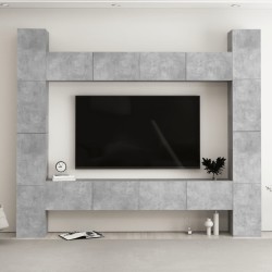 vidaXL Set de muebles de salón 8 pzas madera ingeniería gris hormigón