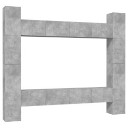 vidaXL Set de muebles de salón 8 pzas madera ingeniería gris hormigón