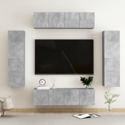 vidaXL Set de muebles de salón 6 pzas madera ingeniería gris hormigón