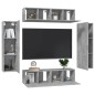 vidaXL Set de muebles de salón 6 pzas madera ingeniería gris hormigón vidaXL Set de muebles de salón 6 pzas madera ingeniería gris hormigón