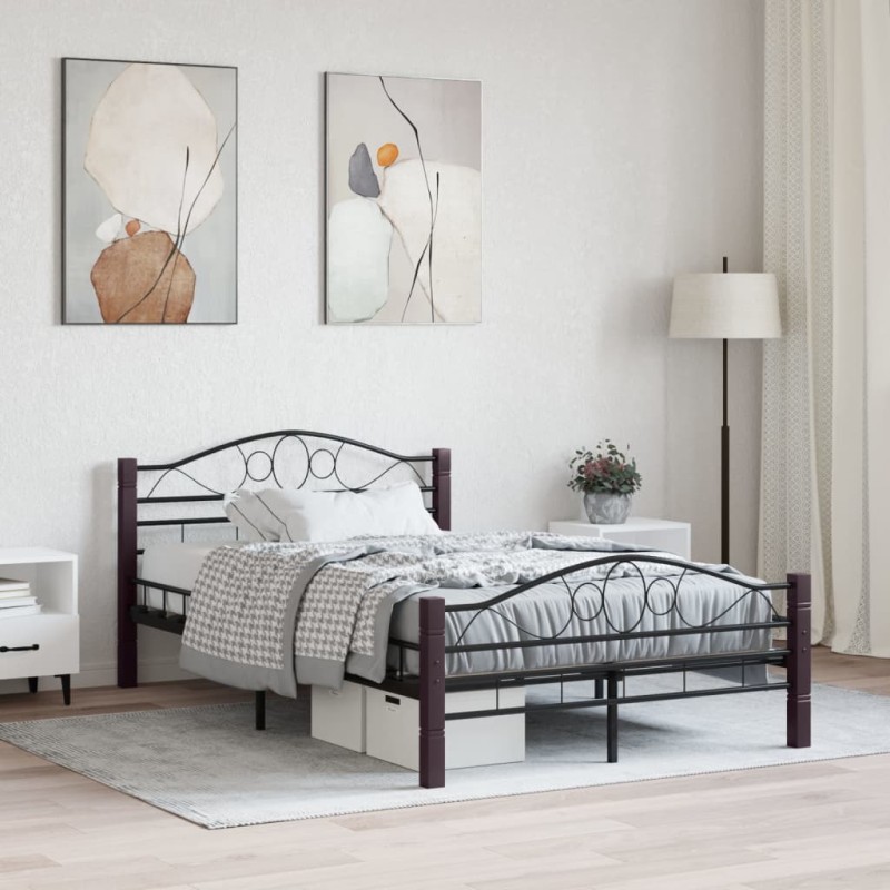vidaXL Estructura de cama de metal negra 140x200 cm