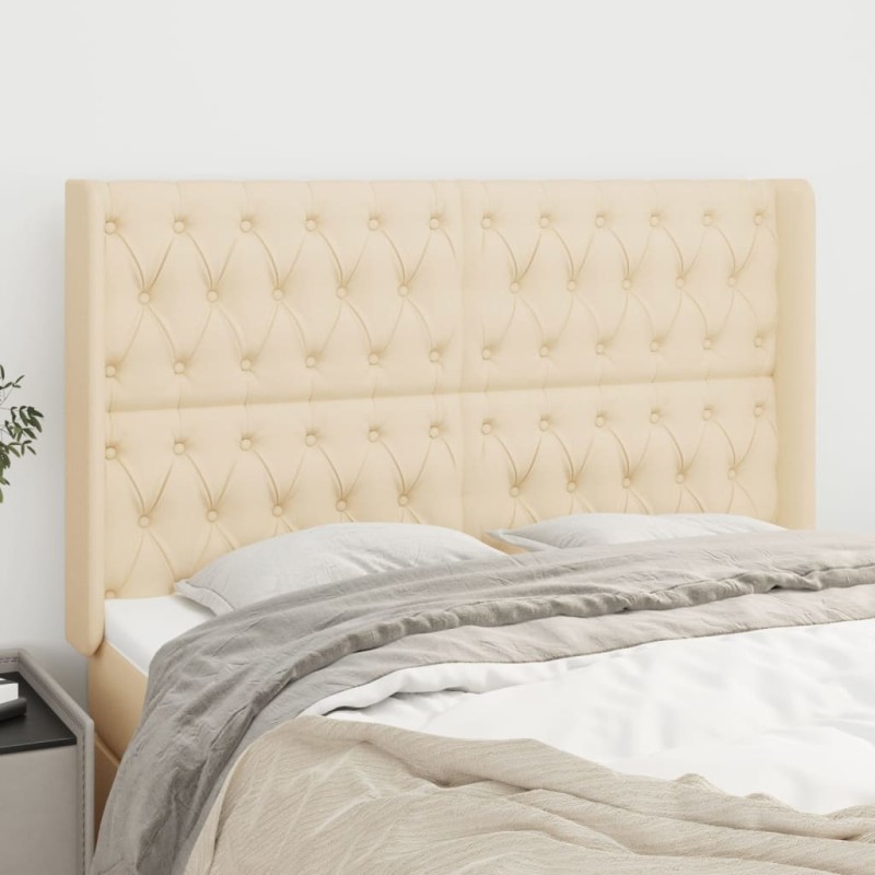 vidaXL Cabecero con orejas de tela color crema 147x16x118/128 cm vidaXL Cabecero con orejas de tela color crema 147x16x118/128 cm