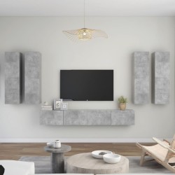 vidaXL Set muebles de salón TV 6 pzas madera ingeniería gris hormigón