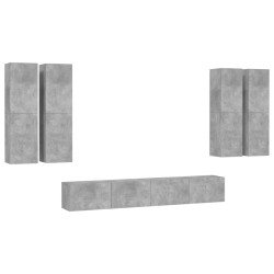 vidaXL Set muebles de salón TV 6 pzas madera ingeniería gris hormigón