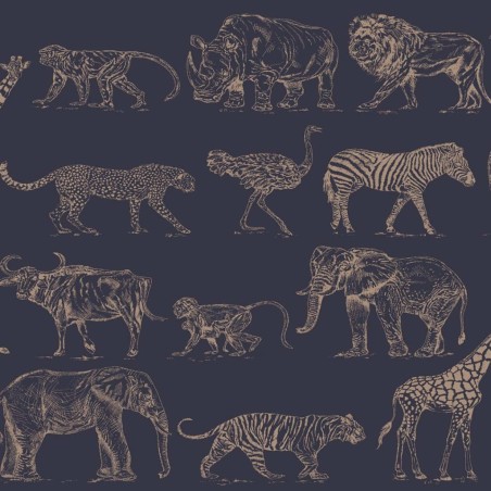 Noordwand Papel de pared Kids @ Home Safari Midnight azul