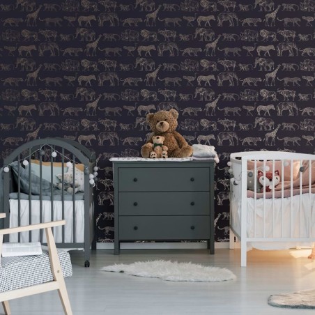 Noordwand Papel de pared Kids @ Home Safari Midnight azul