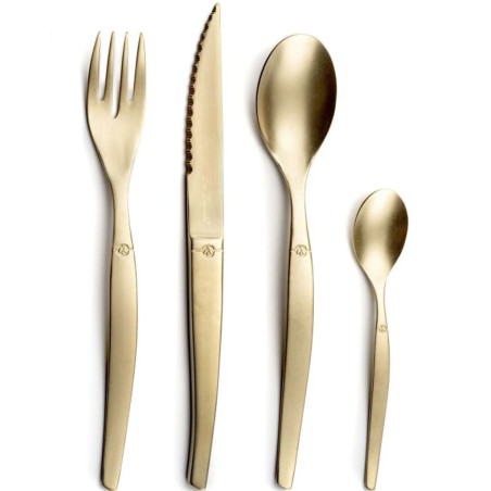 Lou Laguiole Set de cubiertos de 16 piezas Jet stonewash champán
