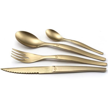 Lou Laguiole Set de cubiertos de 16 piezas Jet stonewash champán