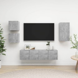 vidaXL Set de muebles de salón 5 pzas madera ingeniería gris hormigón