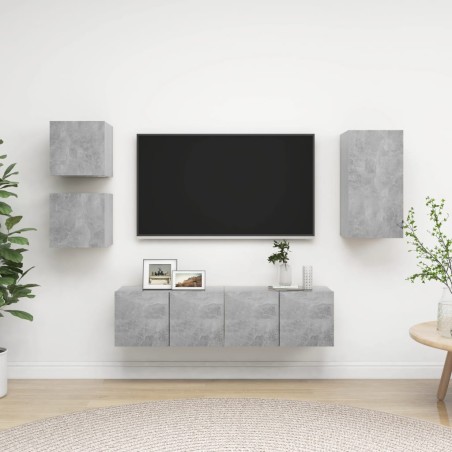 vidaXL Set de muebles de salón 5 pzas madera ingeniería gris hormigón