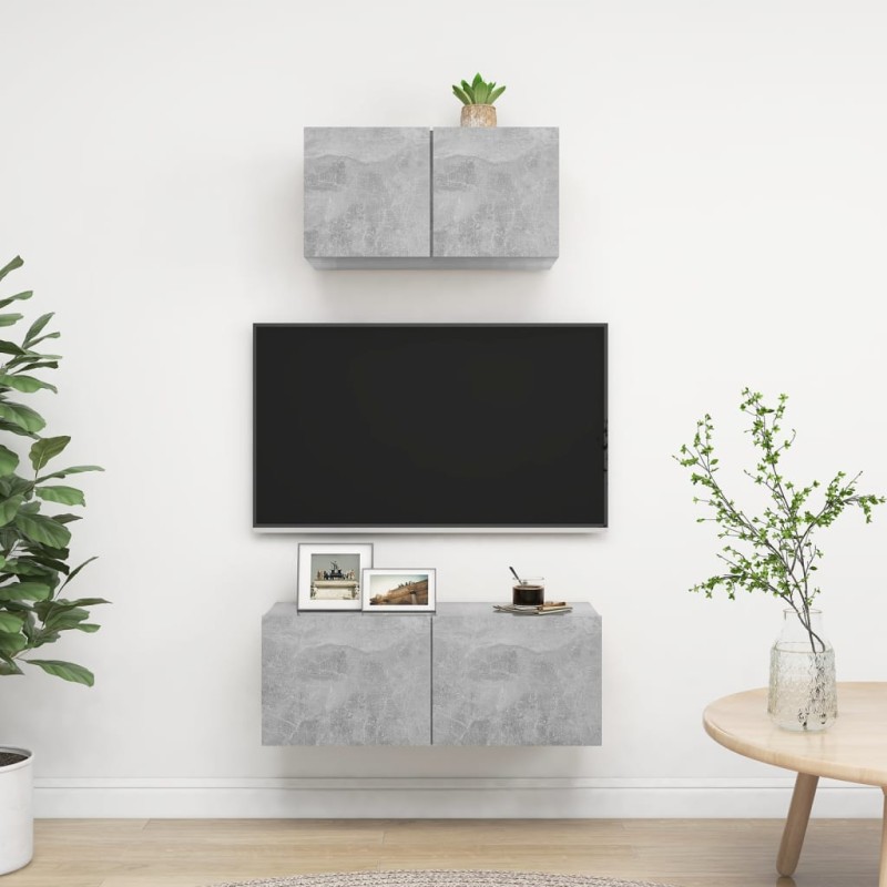 vidaXL Set de muebles de salón 2 pzas madera ingeniería gris hormigón vidaXL Set de muebles de salón 2 pzas madera ingeniería gris hormigón