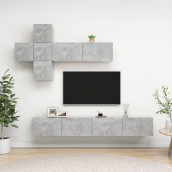 vidaXL Set de muebles de salón 7 pzas madera ingeniería gris hormigón