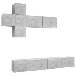 vidaXL Set de muebles de salón 7 pzas madera ingeniería gris hormigón