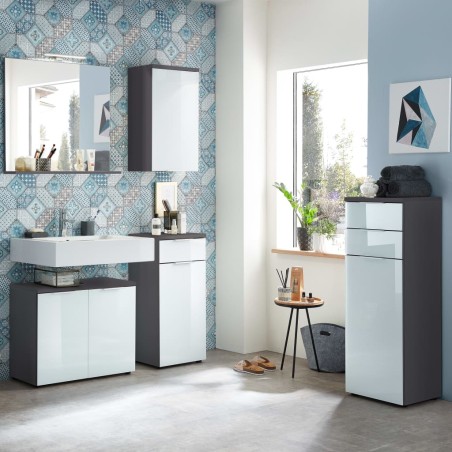 Germania Armario de lavabo para baño GW-Pescara blanco y grafito