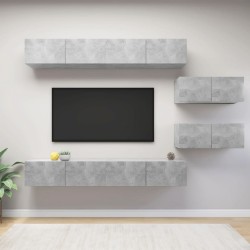 vidaXL Set de muebles de salón 6 pzas madera ingeniería gris hormigón