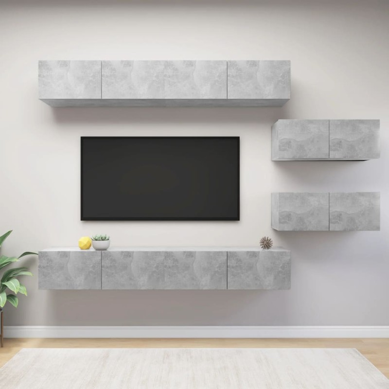 vidaXL Set de muebles de salón 6 pzas madera ingeniería gris hormigón