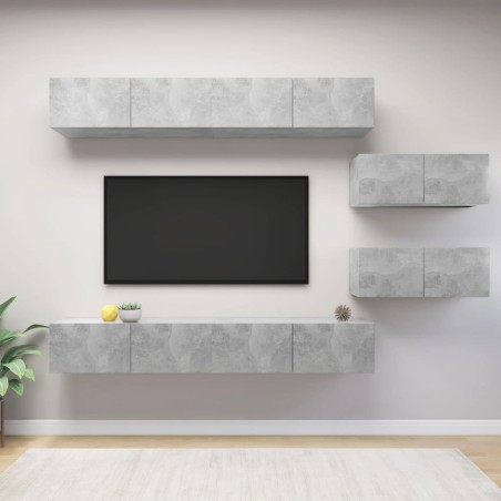 vidaXL Set de muebles de salón 6 pzas madera ingeniería gris hormigón