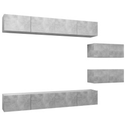 vidaXL Set de muebles de salón 6 pzas madera ingeniería gris hormigón