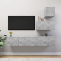 vidaXL Set de muebles de salón 4 pzas madera ingeniería gris hormigón