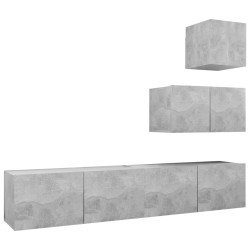 vidaXL Set de muebles de salón 4 pzas madera ingeniería gris hormigón