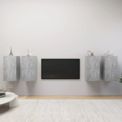 vidaXL Muebles de salón 4 pzas gris hormigón 30,5x30x60 cm