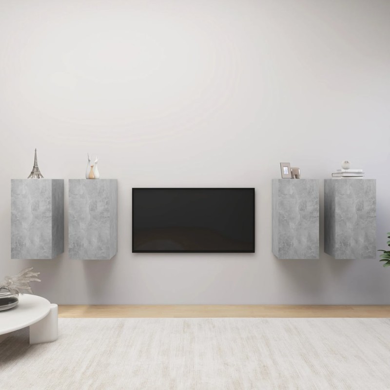 vidaXL Muebles de salón 4 pzas gris hormigón 30,5x30x60 cm
