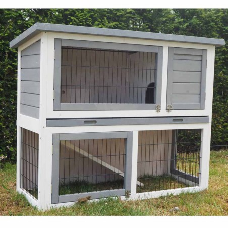 @Pet Outdoo Conejera exterior Benji madera gris y blanco 115x48x92 cm