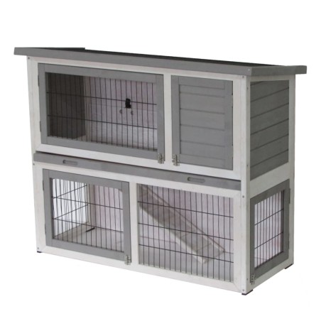 @Pet Outdoo Conejera exterior Benji madera gris y blanco 115x48x92 cm