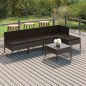 vidaXL Set de muebles de jardín 6 pzas y cojines ratán sintético gris vidaXL Set de muebles de jardín 6 pzas y cojines ratán sintético gris