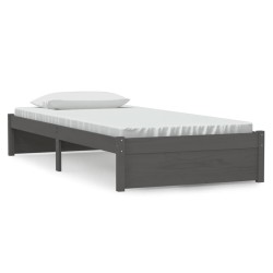 vidaXL Estructura de cama individual madera maciza gris 90x190 cm